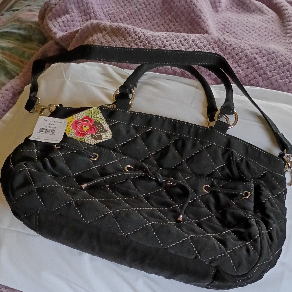 Quilted Black Shoulder Bag with Double Strap Detailing
